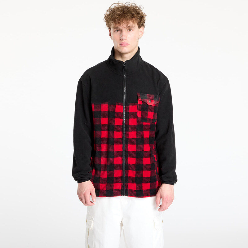 Mikina Urban Classics Patterned Polar Fleece Track Jacket Black/ Red M 47097603