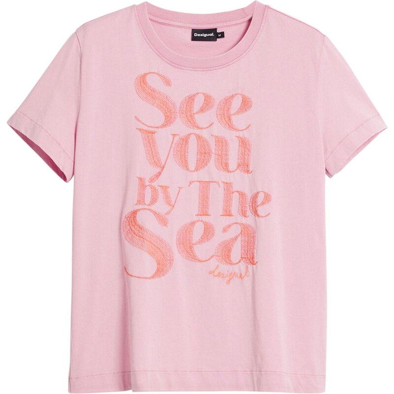Desigual Tričko Message marhuľová / ružová 64072061
