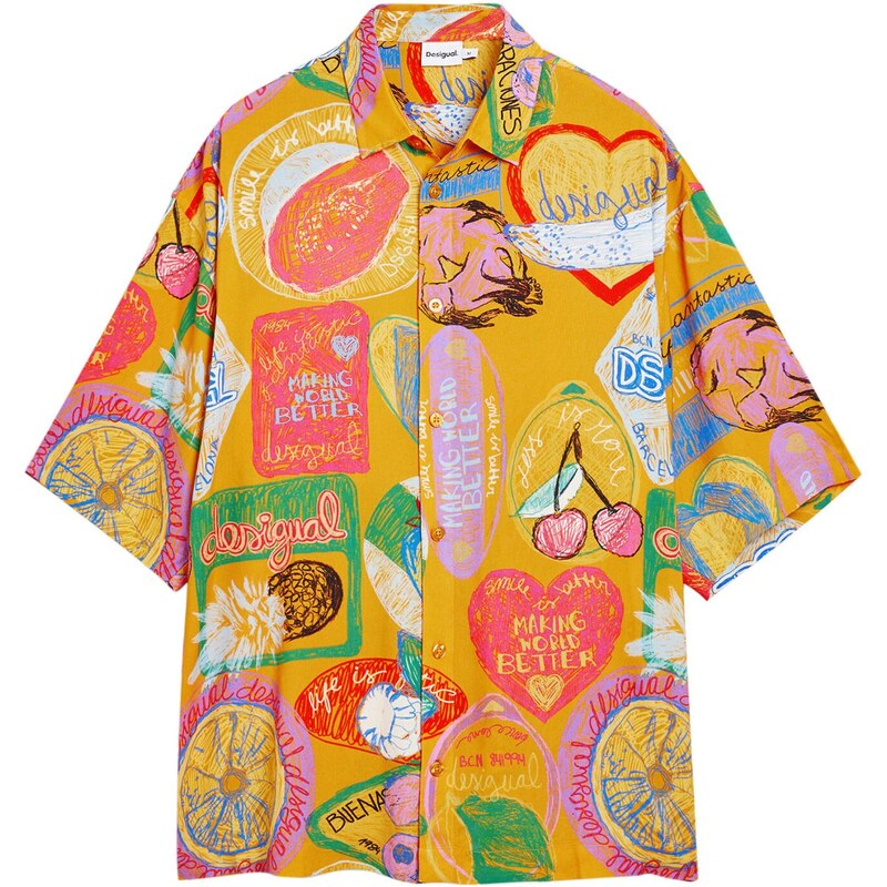 Desigual Košeľa zelená / oranžová / ružová / červená 64072216