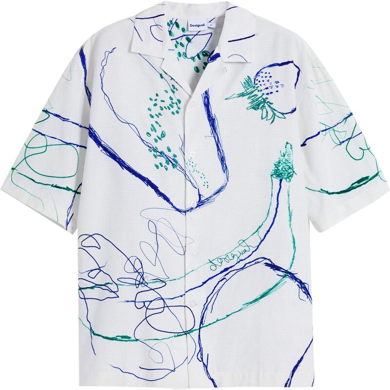 Desigual Košeľa kobaltovomodrá / zelená / biela 64072196