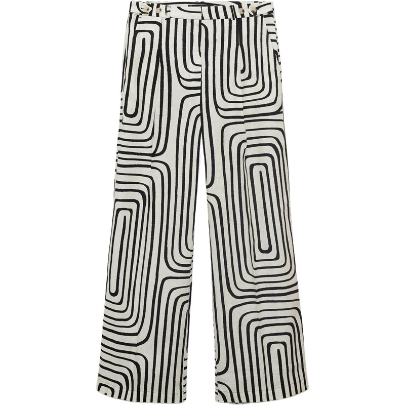 MANGO Plisované nohavice Doty nebielená / čierna 64072024