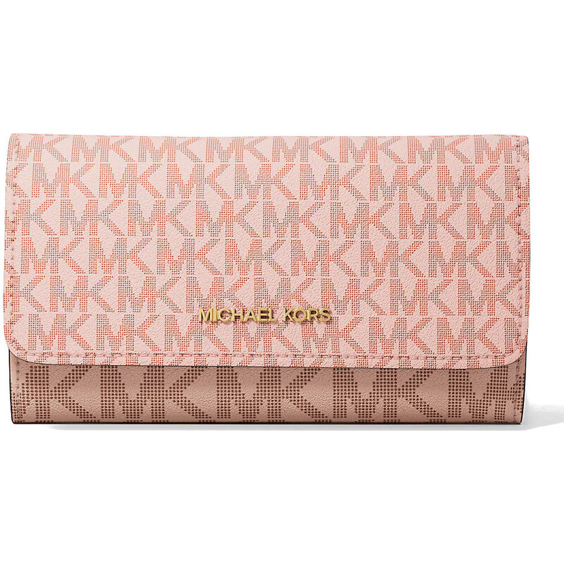 Michael Kors Jet Set Large Signature Logo Tri-Fold Wallet Powder Blush 64078000