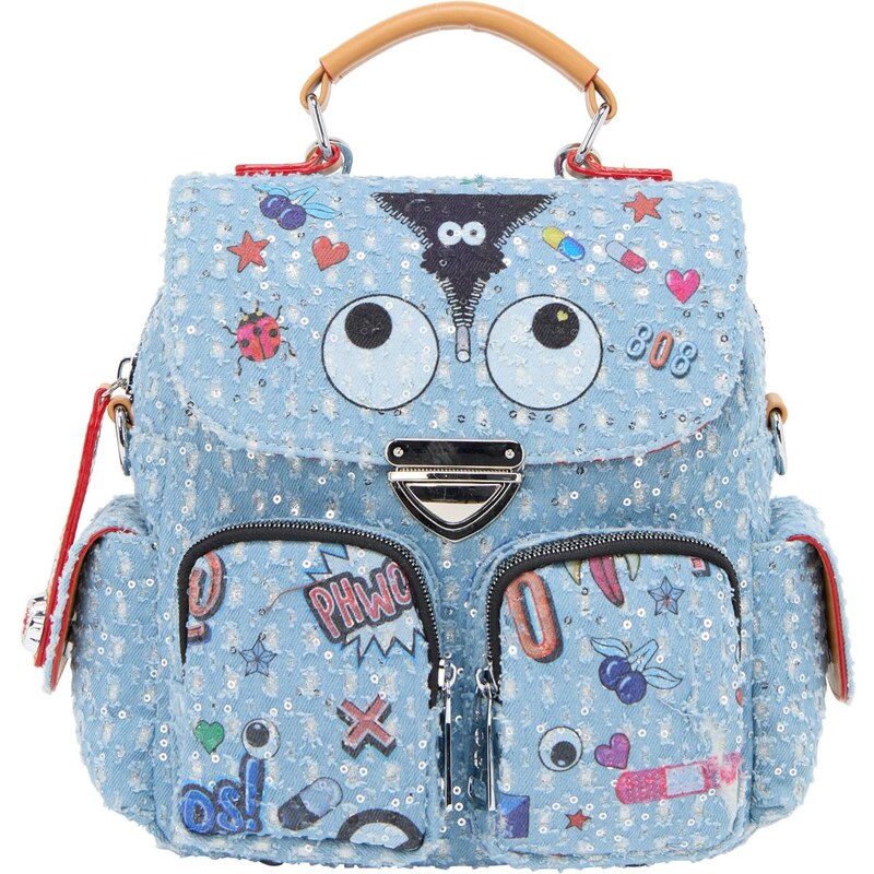 MYMO Batoh Pop Eyetheme modrá / svetlomodrá / červená / čierna 64391633