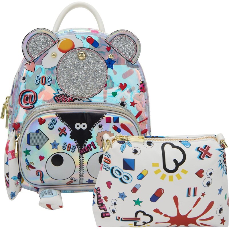 MYMO Batoh Pop Eyetheme červená / čierna / strieborná / biela 64391637