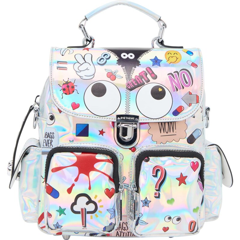 MYMO Batoh Pop Eyetheme modrá / červená / čierna / strieborná 64391636