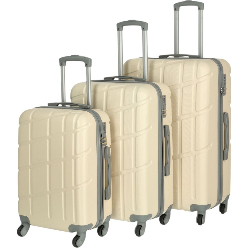 Cestovný plastový kufor Ormi Dakota veľkosť SADA, krémový 66436415