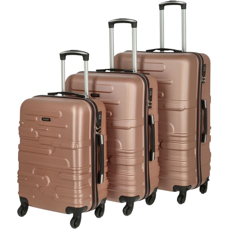 Cestovný plastový kufor Ormi Basil veľkosť SADA, zlatoružový 66436419