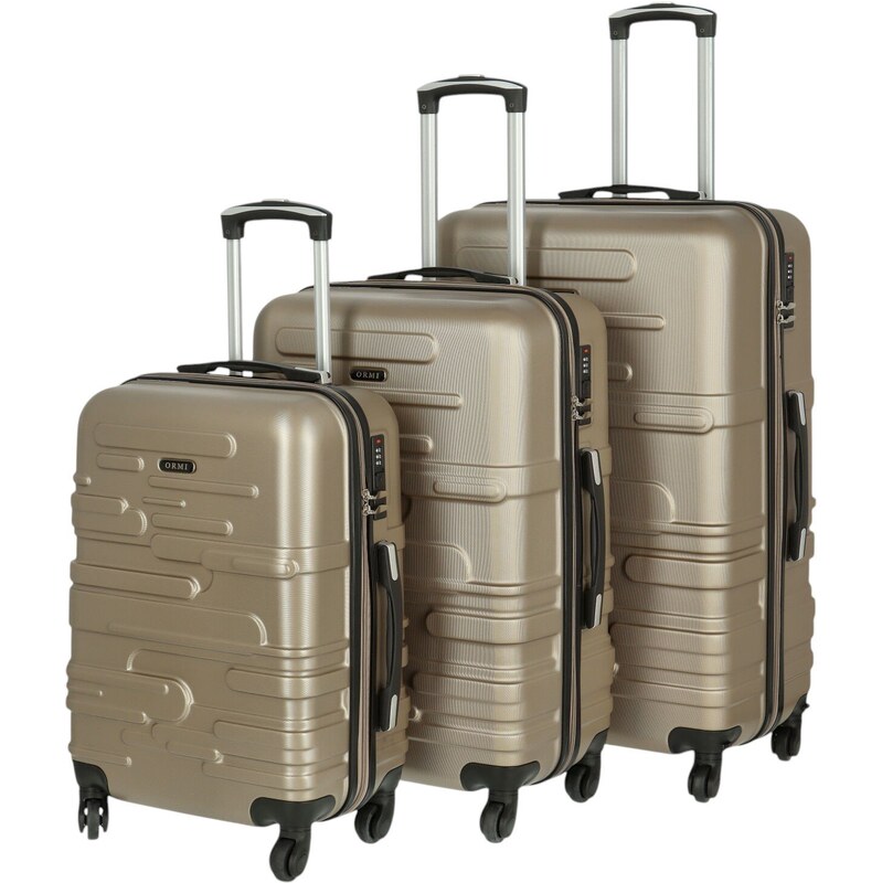 Cestovný plastový kufor Ormi Basil veľkosť SADA, šedo-zlatý 66436418