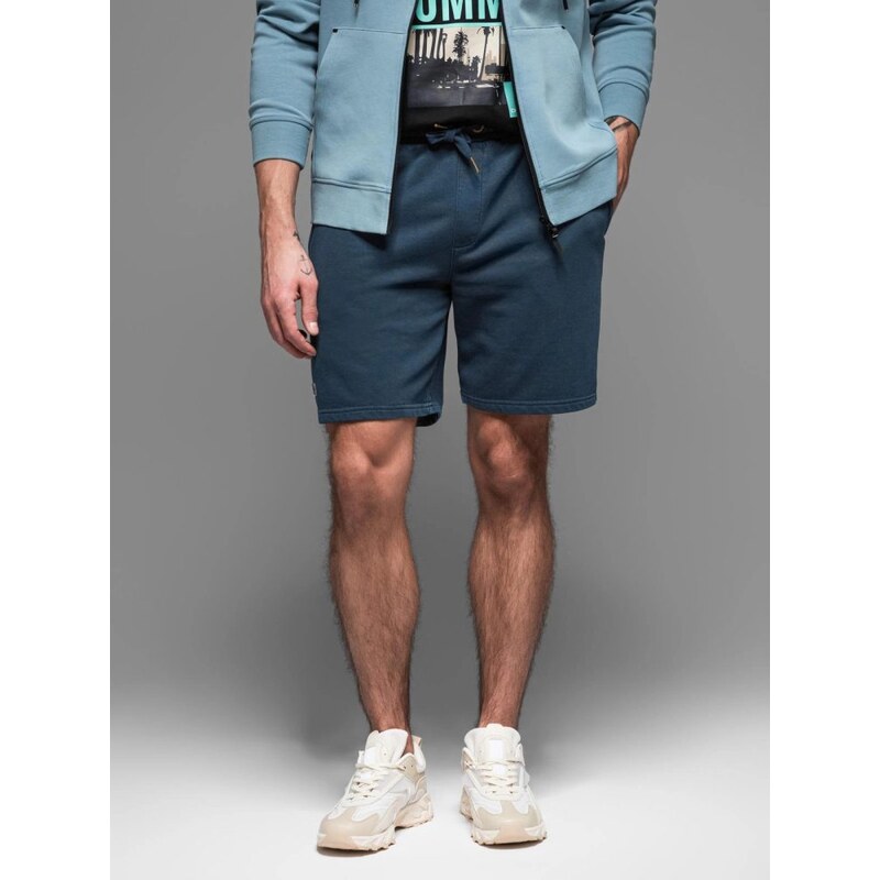 Ombre Clothing Basic tmavomodré pánske kraťasy V4 SRWS-0122 64082287