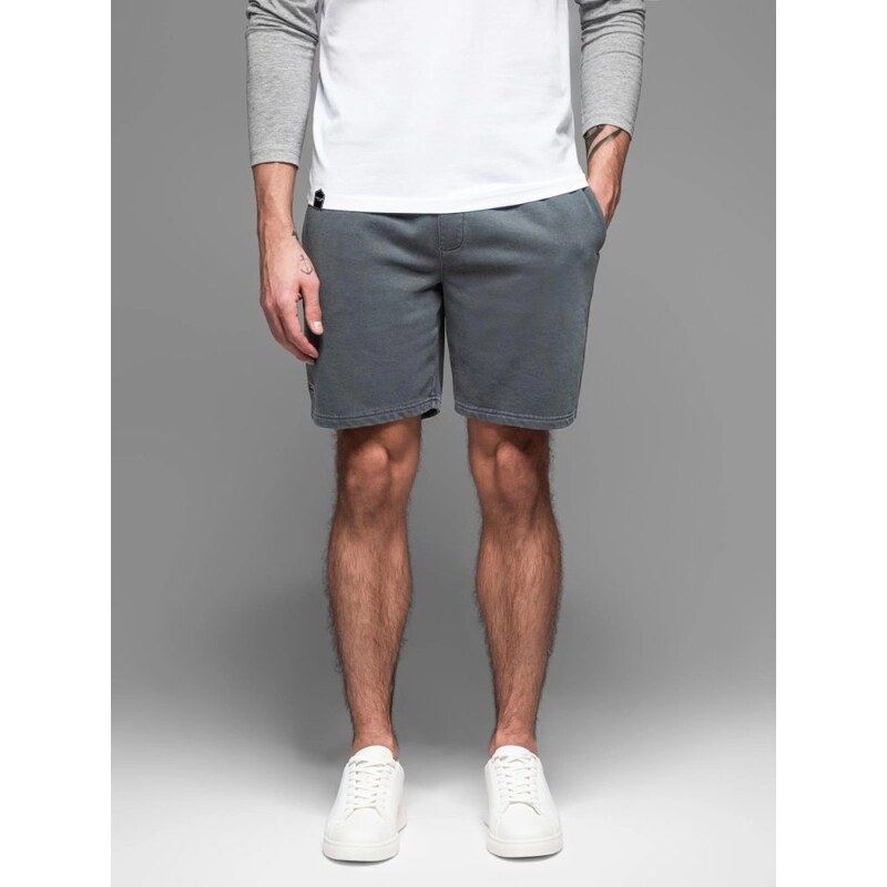 Ombre Clothing Basic grafitové pánske kraťasy V3 SRWS-0122 64082286