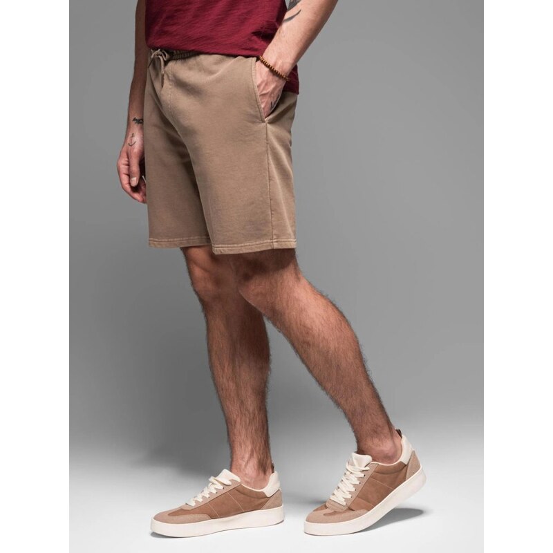 Ombre Clothing Basic hnedé pánske kraťasy V2 SRWS-0122 64082285