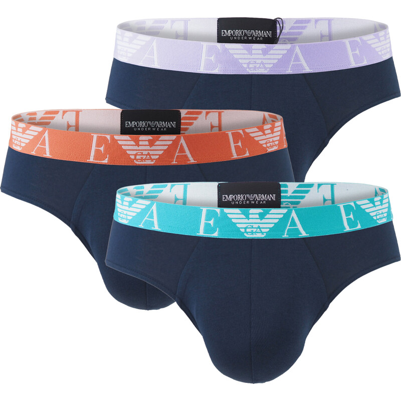 EMPORIO ARMANI - slipy 3PACK stretch cotton blu con multicolore Armani 64083300
