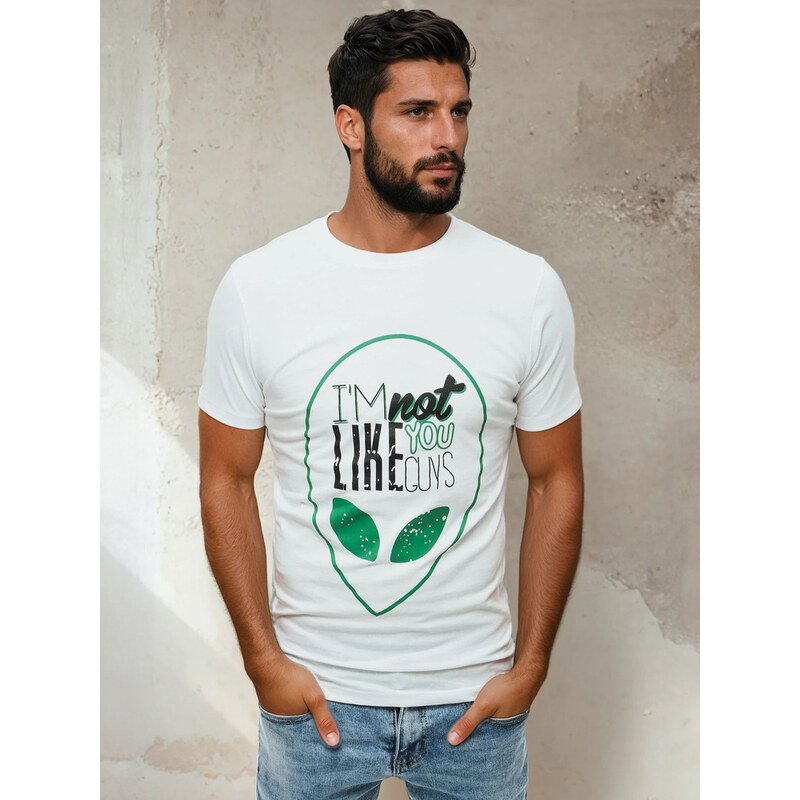 Pánske tričko s potlačou biele Dstreet RX4154 65502767