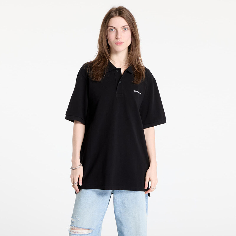 Tričko Carhartt WIP S/S Carhartt Script Polo UNISEX Black/ White XS 64093618