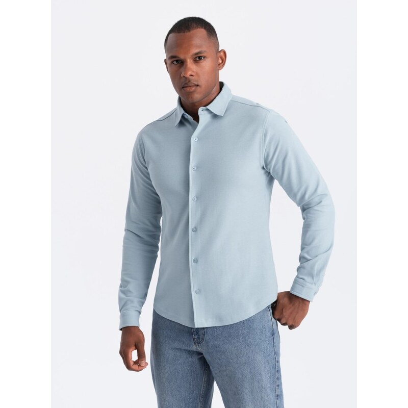 Ombre Clothing Ležérna modrá pánska košeľa V3 SHCS-0177 64090246