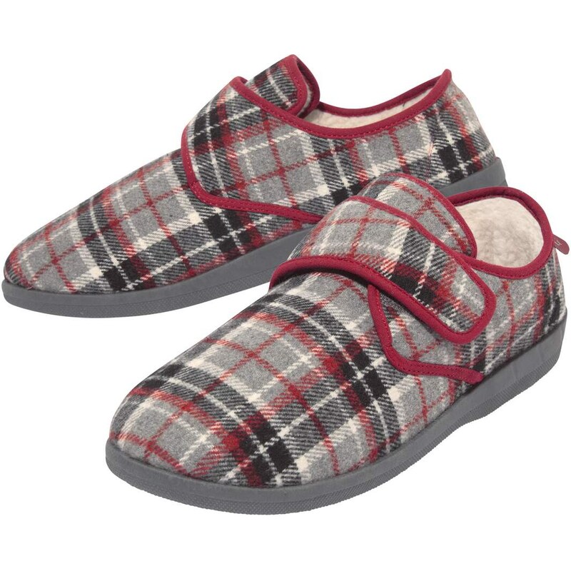 Zateplené papuče na suchý zips Atlas For Men Kostkovaná 57819931