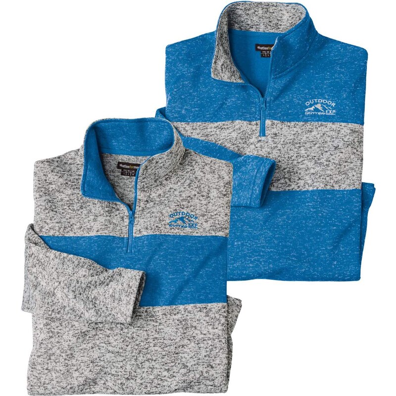 Sada 2 moltonových mikín na zips Outdoor Winter Atlas For Men Modrá 61681784