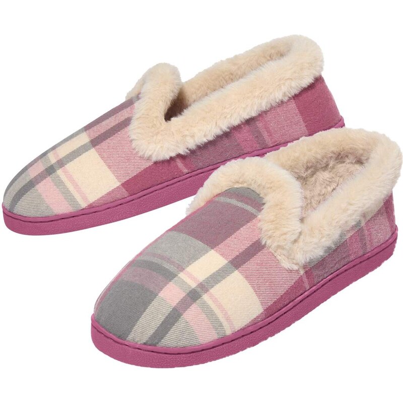 Kockované papuče podšité imitáciou kožušiny Atlas For Men Kostkovaná 61681687