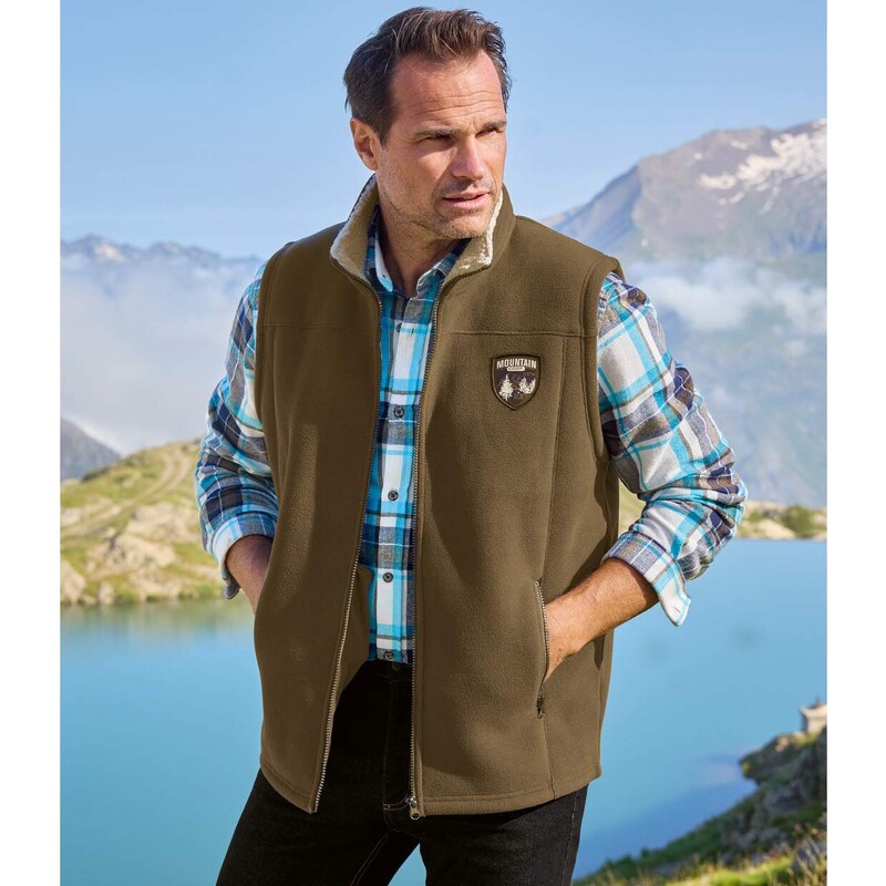 Flísová vesta na zips podšitá imitáciou ovčieho rúna Atlas For Men 61681810