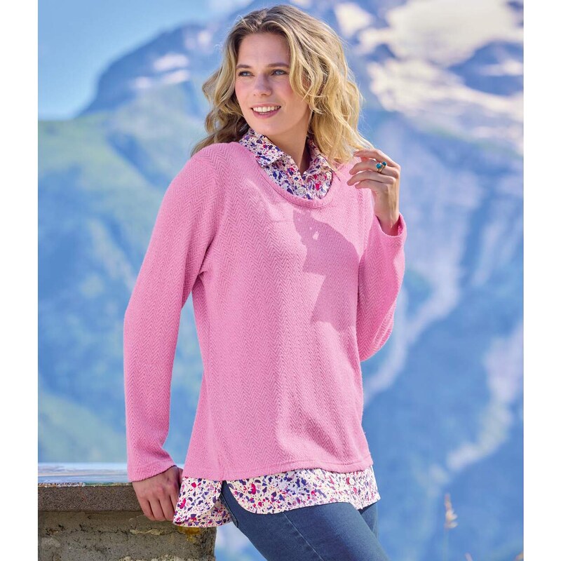 Ružový sveter 2 v 1 Atlas For Men Ružová 61681843