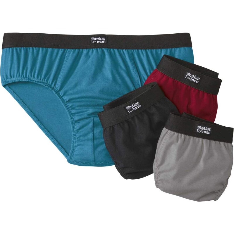 Sada 4 jednofarebných slipov Atlas For Men Modrá 61681723