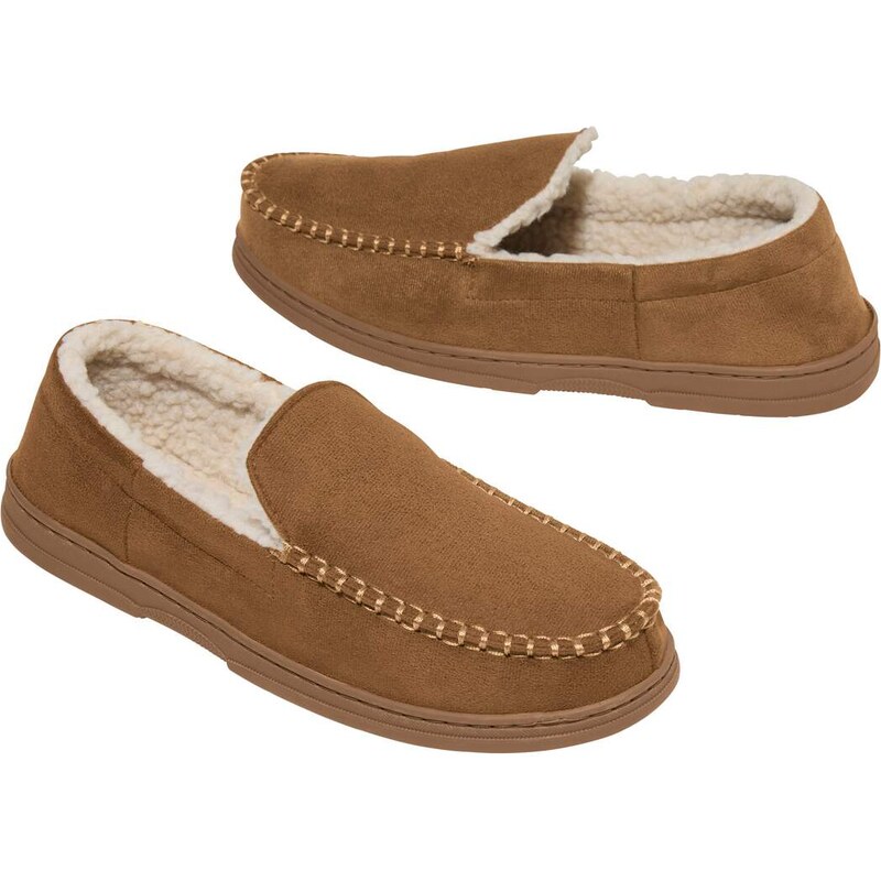 Zateplené papuče z imitácie semišu Atlas For Men Hnedá 64094178