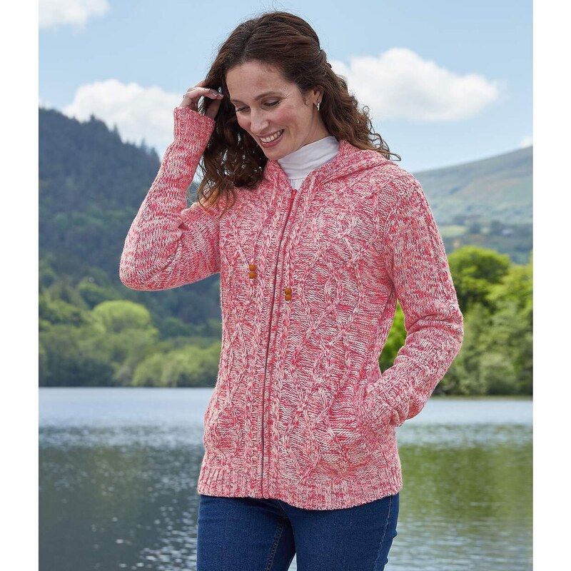 Melírovná pletená mikina s kapucňou Atlas For Men Ružová 61681768