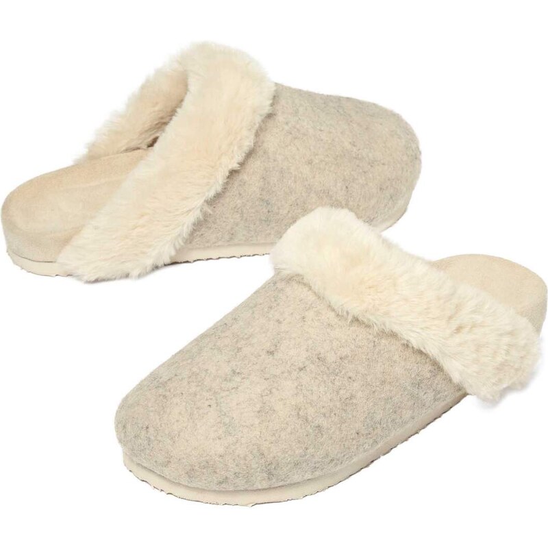 Dámske papuče podšité imitáciou kožušiny Atlas For Men Biela 49154635