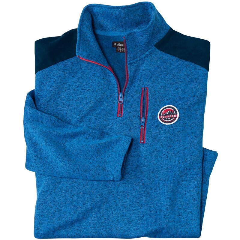 Melírovaná moltonová mikina Outdoor Atlas For Men Modrá 57656189