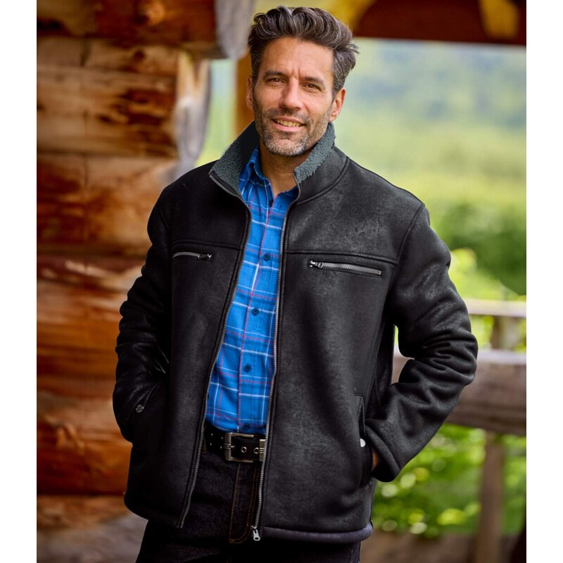 Zateplená semišová letecká bunda Atlas For Men Čierna 61681861