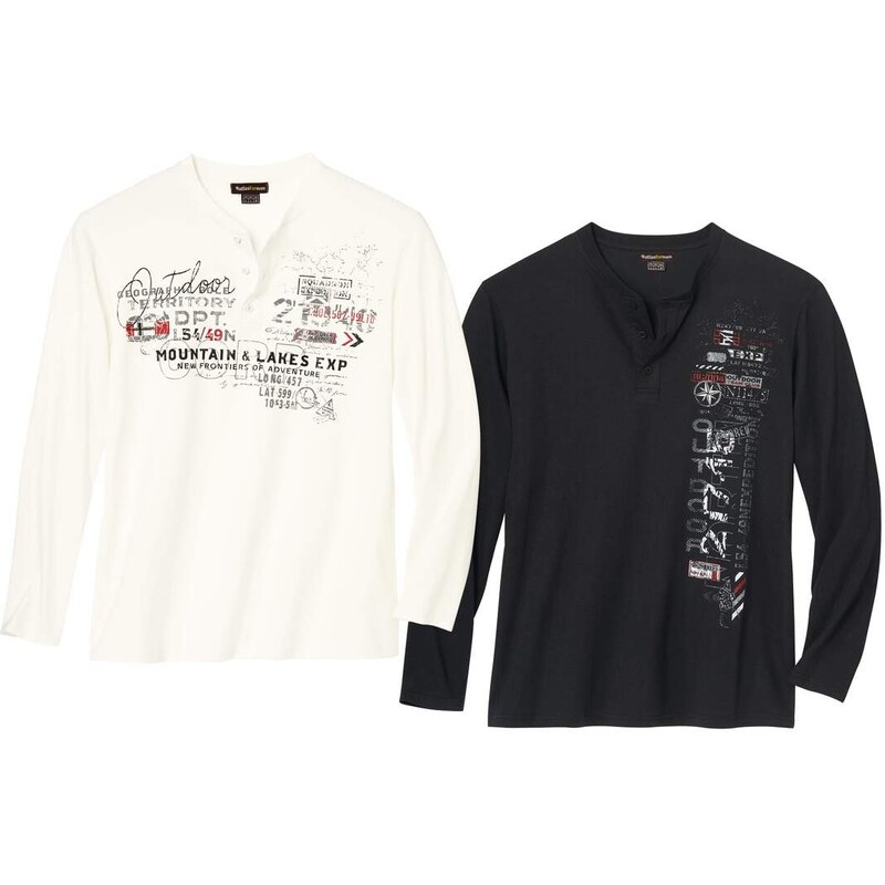 Sada 2 tričiek s výstrihom na gombíky Explorer Atlas For Men Čierna 61681885