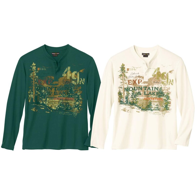 Sada 2 tričiek so zapínaním na gombíky Adventure Atlas For Men Biela 61681930