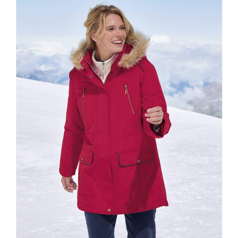 Prešívaná bunda s kapucňou s imitáciou kožušiny Atlas For Men Červená 49154760