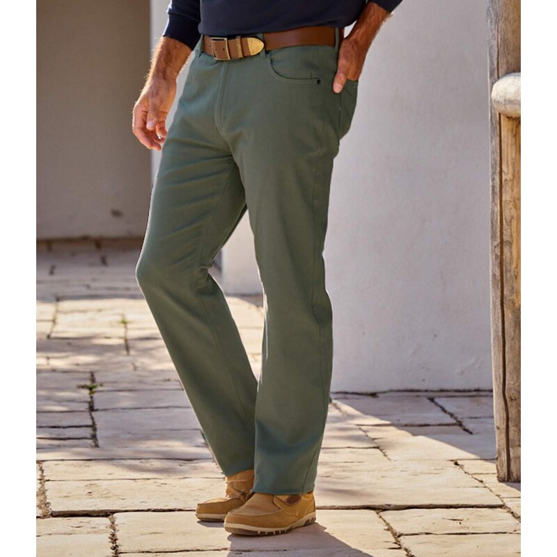 Kaki chino nohavice z pružného kepru Atlas For Men Zelená 61681992