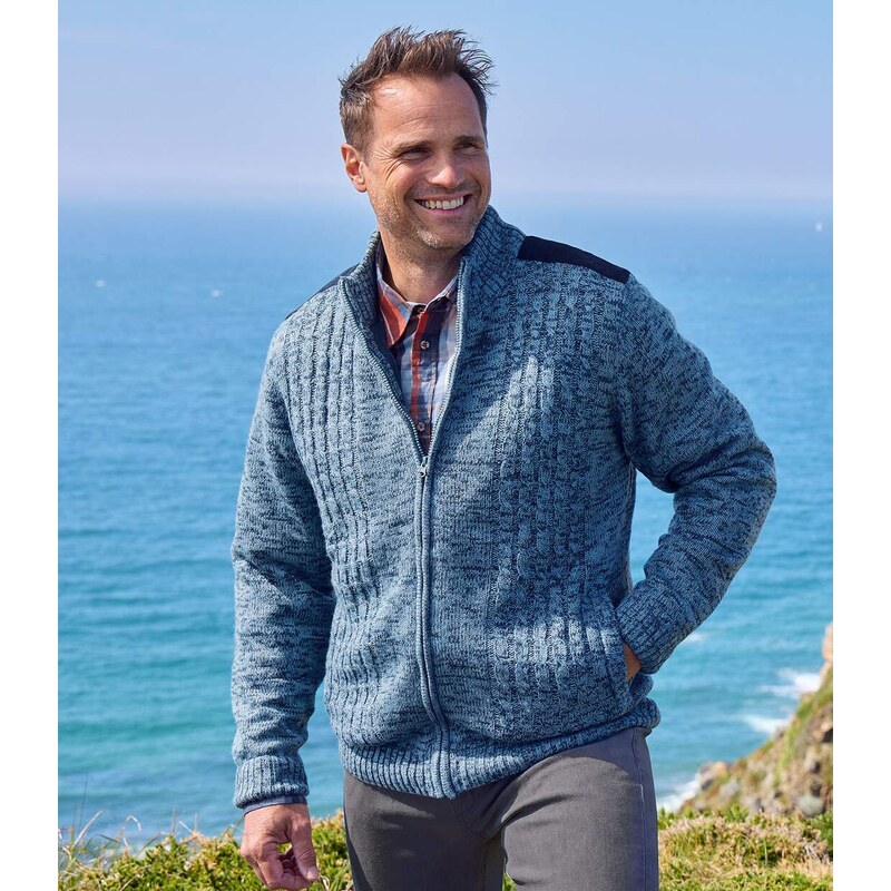 Pletený sveter s flísovou podšívkou Atlas For Men Modrá 64094214