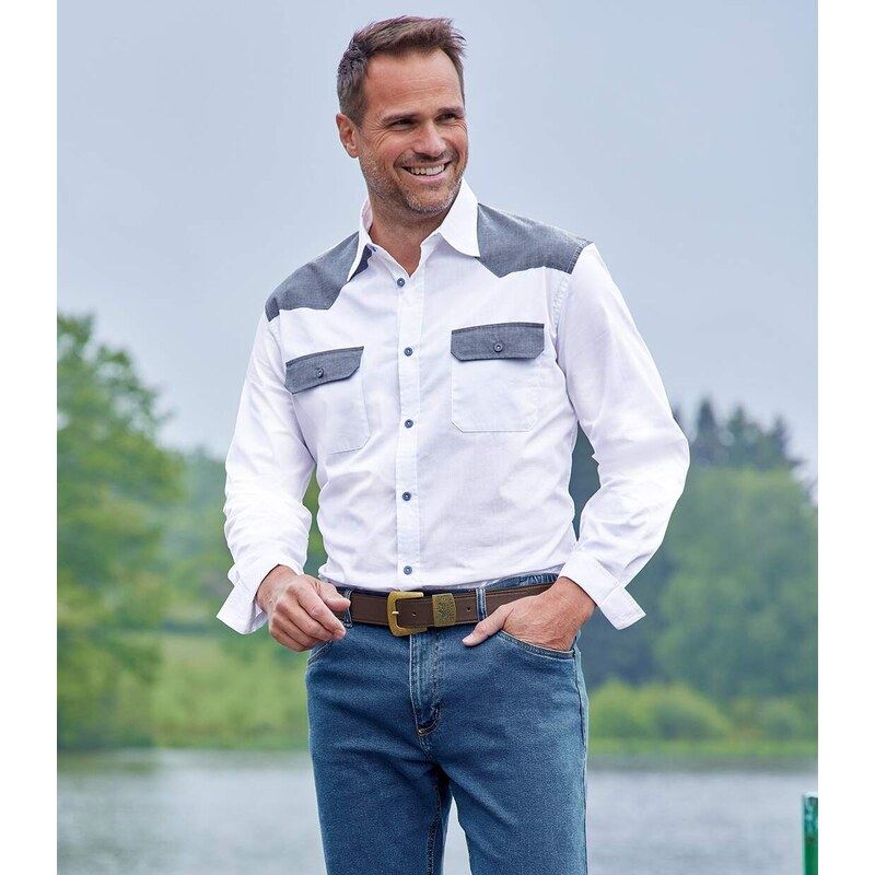 Biela košeľa vo westernovom štýle Atlas For Men Biela 64094215