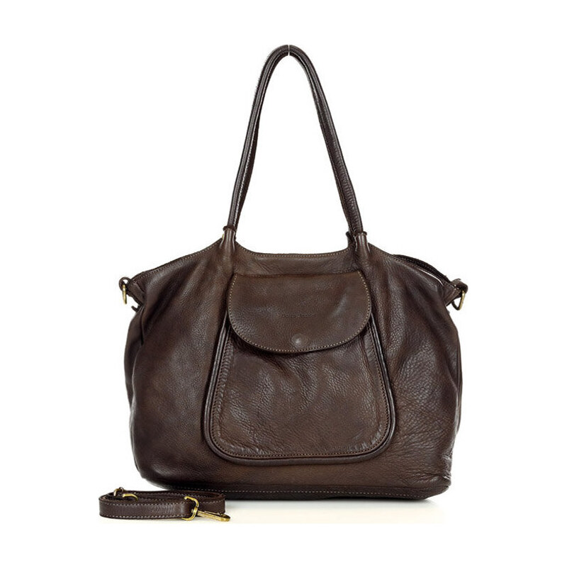 MARCO MAZZINI Kávovo hnedá kožená kabelka (v86b) 53913532