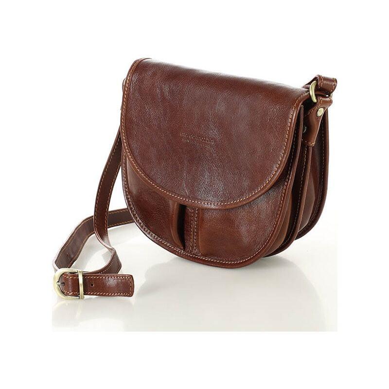 MARCO MAZZINI Hnedá kožená crossbody kabelka s chlopňou (L256c) 60350540