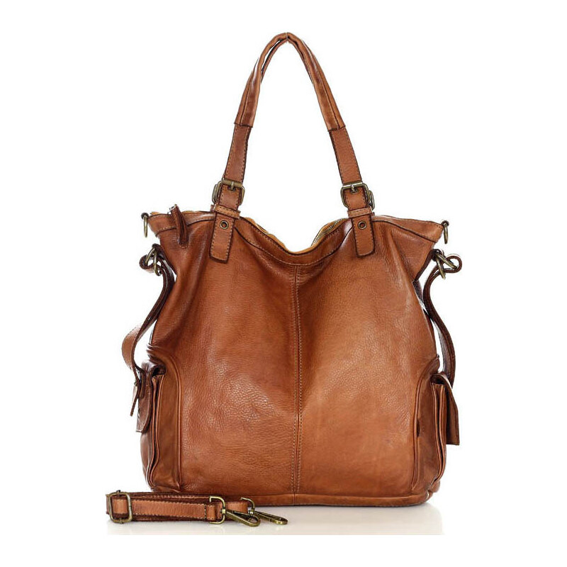 MARCO MAZZINI Camel kožená shopper kabelka v145b 24642249
