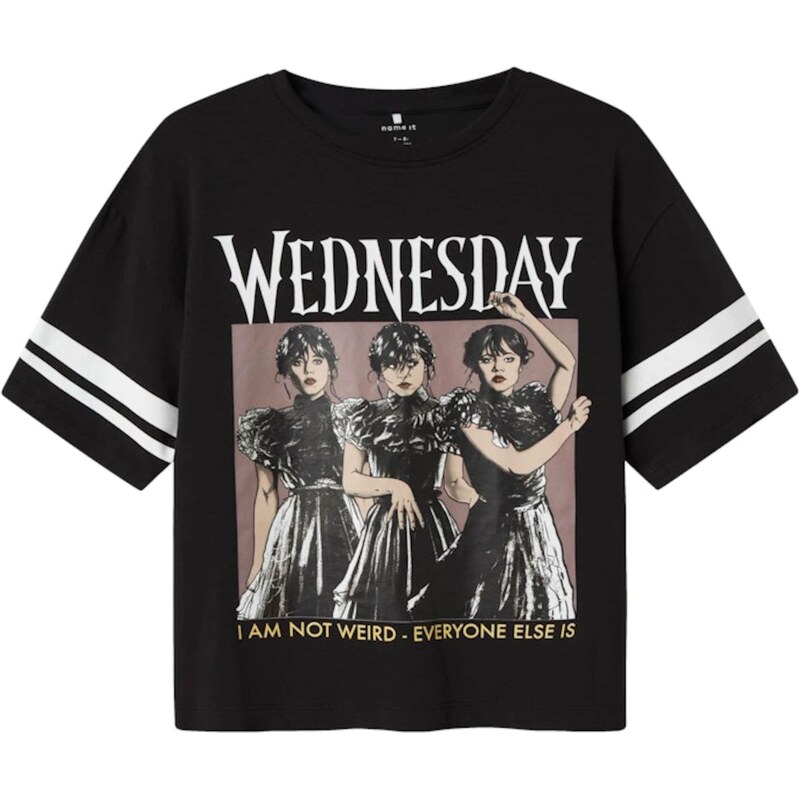 NAME IT Tričko NKFJixina Wednesday tmelová / žltá / čierna / biela 64100134