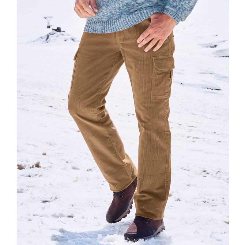 Strečové menčestrové kapsáčové nohavice Atlas For Men Béžová 61681799