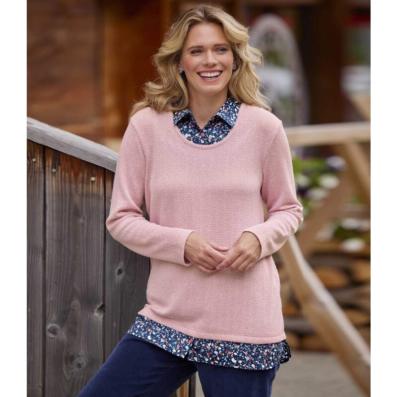 Rafinovaný sveter 2 v 1 Atlas For Men Ružová 49154764