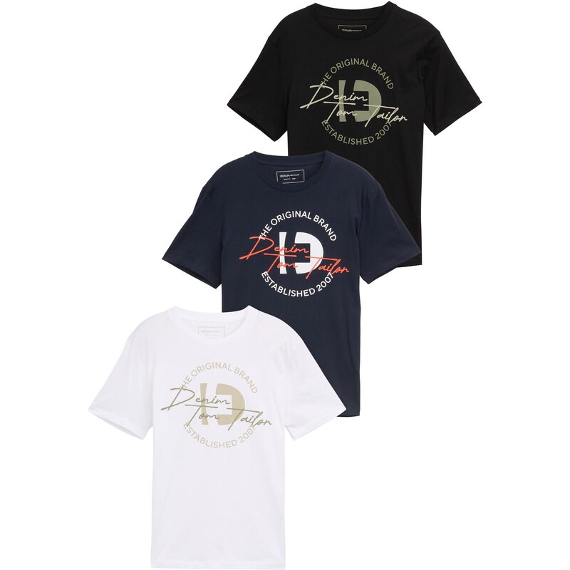 TOM TAILOR DENIM Tričko námornícka modrá / olivová / čierna / biela 63546016