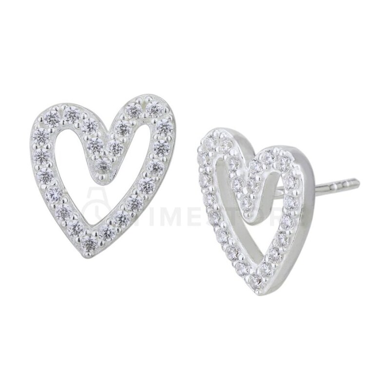 Strieborné náušnice zdobené zirkónmi, v tvare srdca TS-EA-0232 TS-EA 64111462