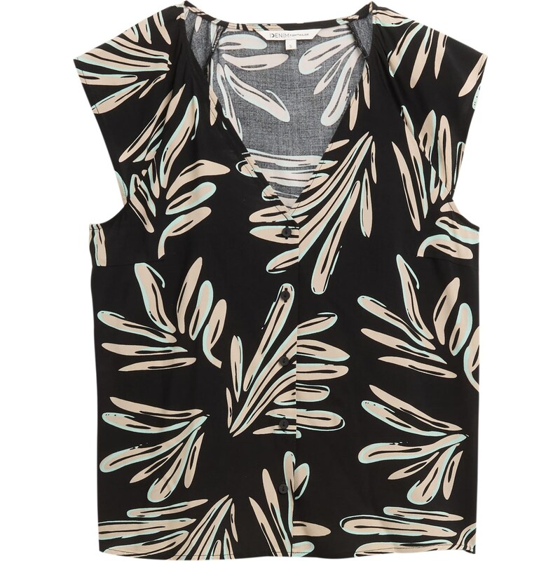 TOM TAILOR DENIM Blúzka béžová / tyrkysová / čierna 64114343