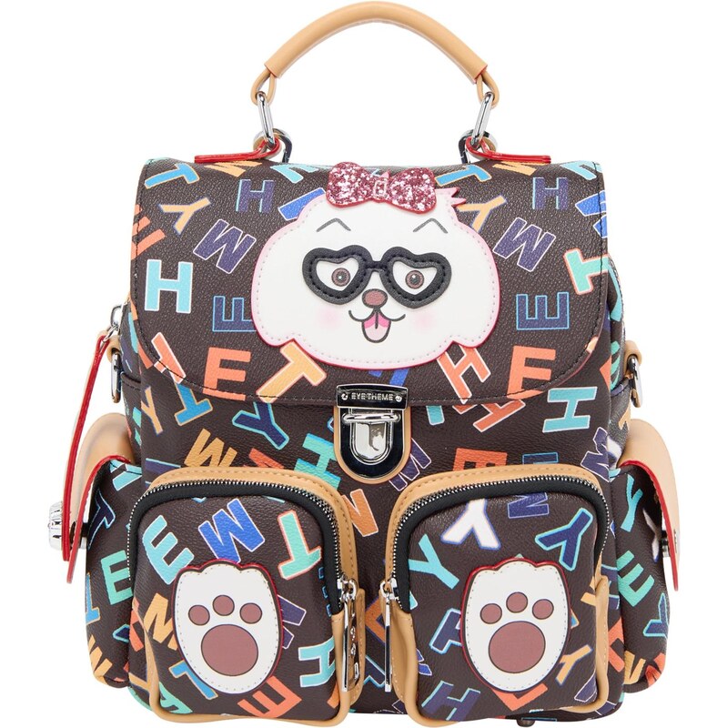 MYMO Batoh Pop Eyetheme modrá / hnedá / čierna / biela 65653569