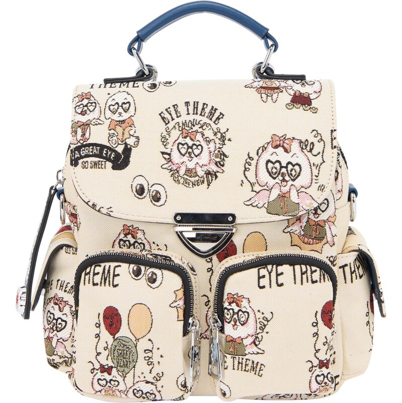 MYMO Batoh Pop Eyetheme zelená / ružová / čierna / biela ako vlna 64391617