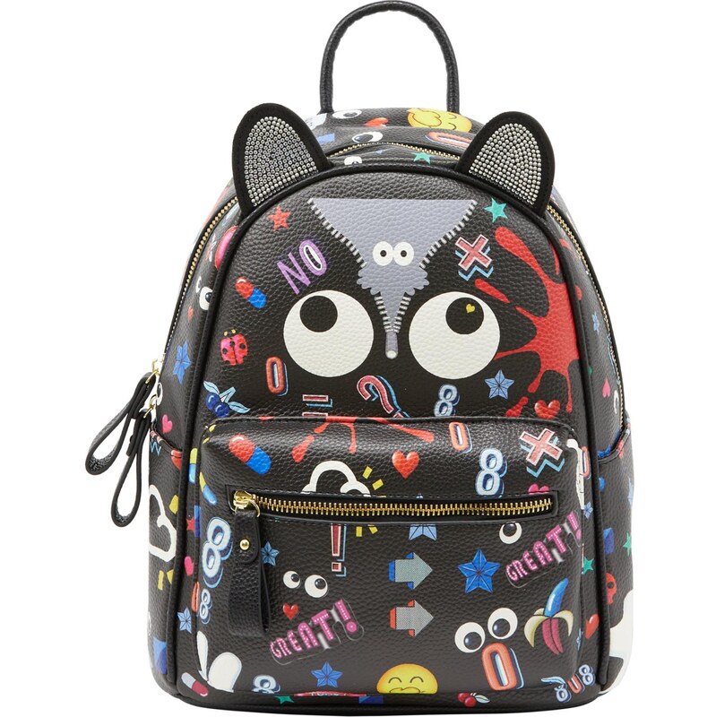 MYMO Batoh Pop Eyetheme limetková / ohnivo červená / čierna / biela 64391673