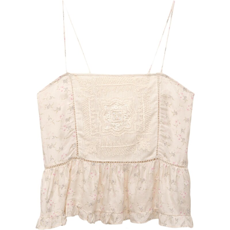 Pull&Bear Top nebielená / kaki / červeno-fialová / biela 65881392