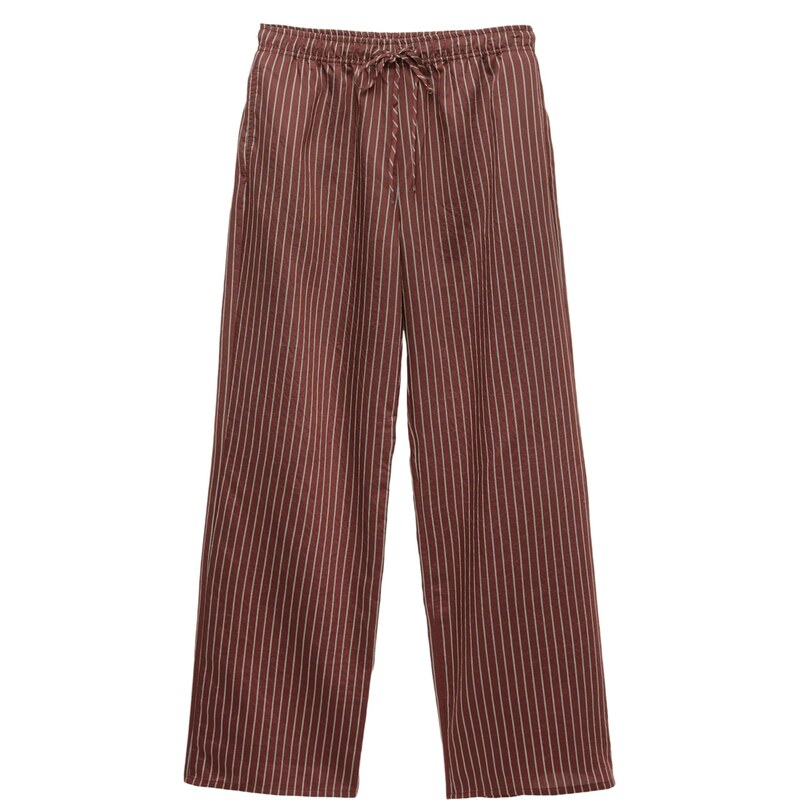 Pull&Bear Nohavice hrdzavo červená / biela 65881411